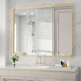 PAIHOME - Refined Gold Stainless Steel Rectangular Wall Mirror - 304 Stainless Steel Bathroom Mirrors Modern Mirror - Gold-30x40 Inch