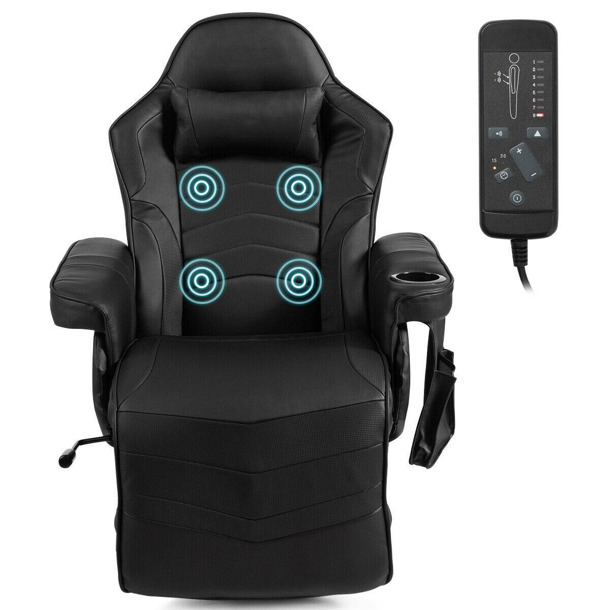 Alt View 7. Ecooso - Ergonomic High Back Massage Gaming Chair Gaming Recliner with Pilloww - Black.