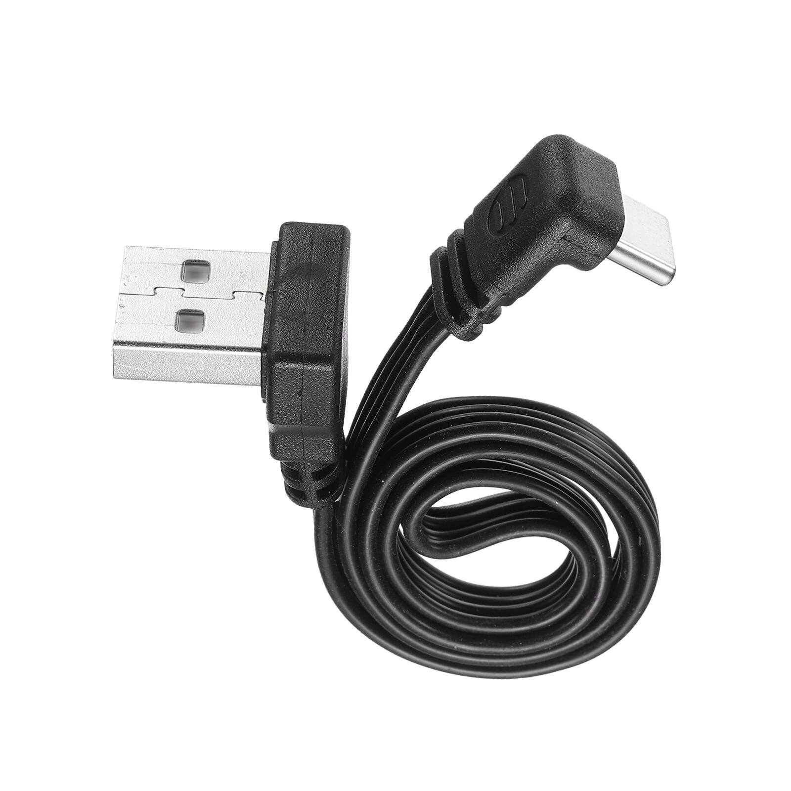 Front. Unique Bargains - 90 Degree USB-A to USB-C Cable 11.8in, 90 Degree A Up Angle to Type-C, Silicone 480Mbps Flat Cable for Phone/Tablet - Black.