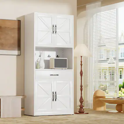 Front. Anysun - Anysun 71 "H Suitable Design Steel Storage Cabinet with Built-In Hooks and Quiet Drawer, Assembly Required - White.