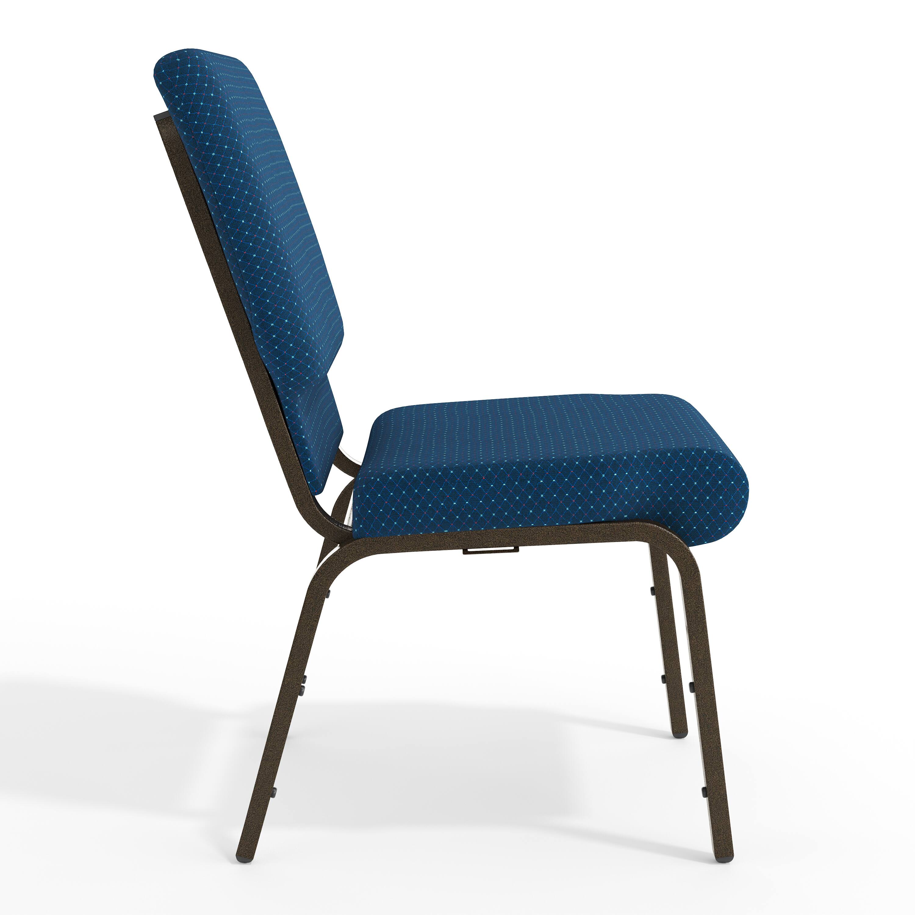 Left. Flash Furniture - HERCULES Series 18.5''W Stacking Church Chair in Navy Blue Patterned Fabric - Gold Vein Frame - Blue.
