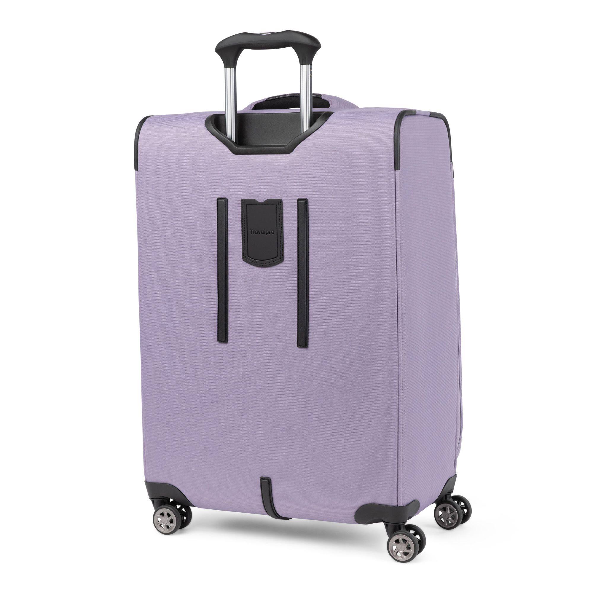 Back. Travelpro - Walkabout 6 Softside Expandable 25" Medium Checked Spinner Luggage - Metallic Violet.