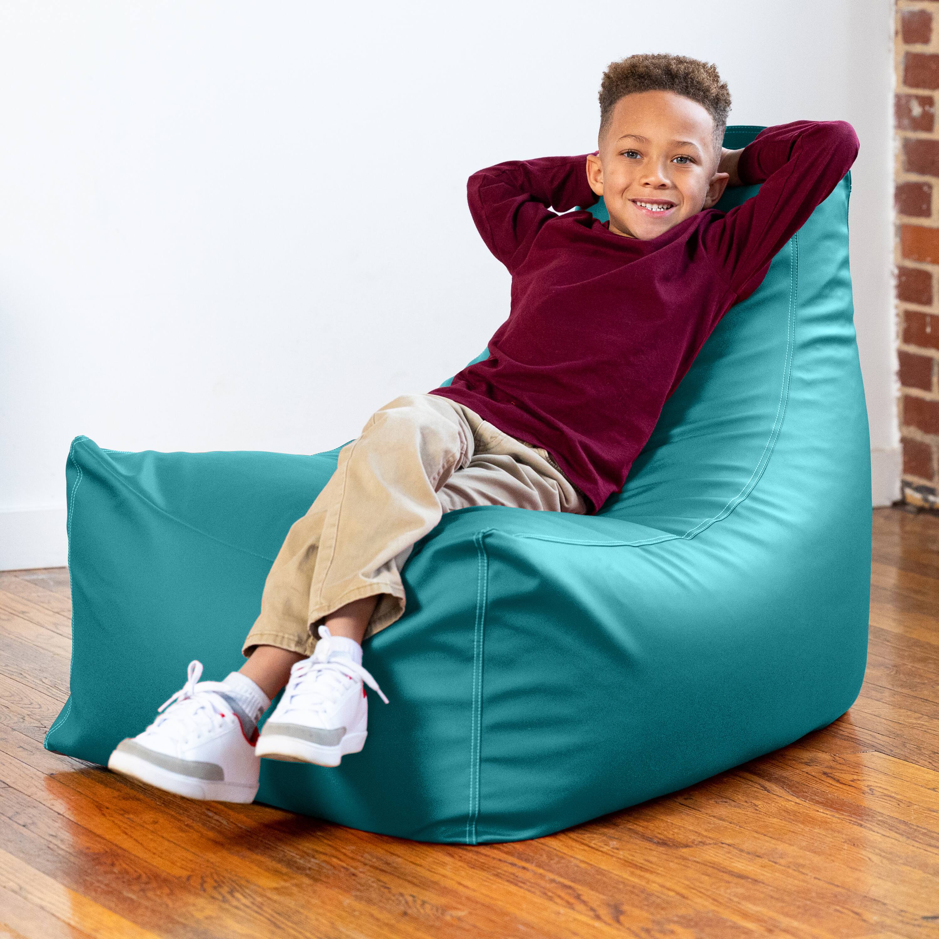 Angle. Jaxx - Jaxx Pezzi Premium Vinyl Classroom Bean Bag Chair, Turquoise - Turquoise.