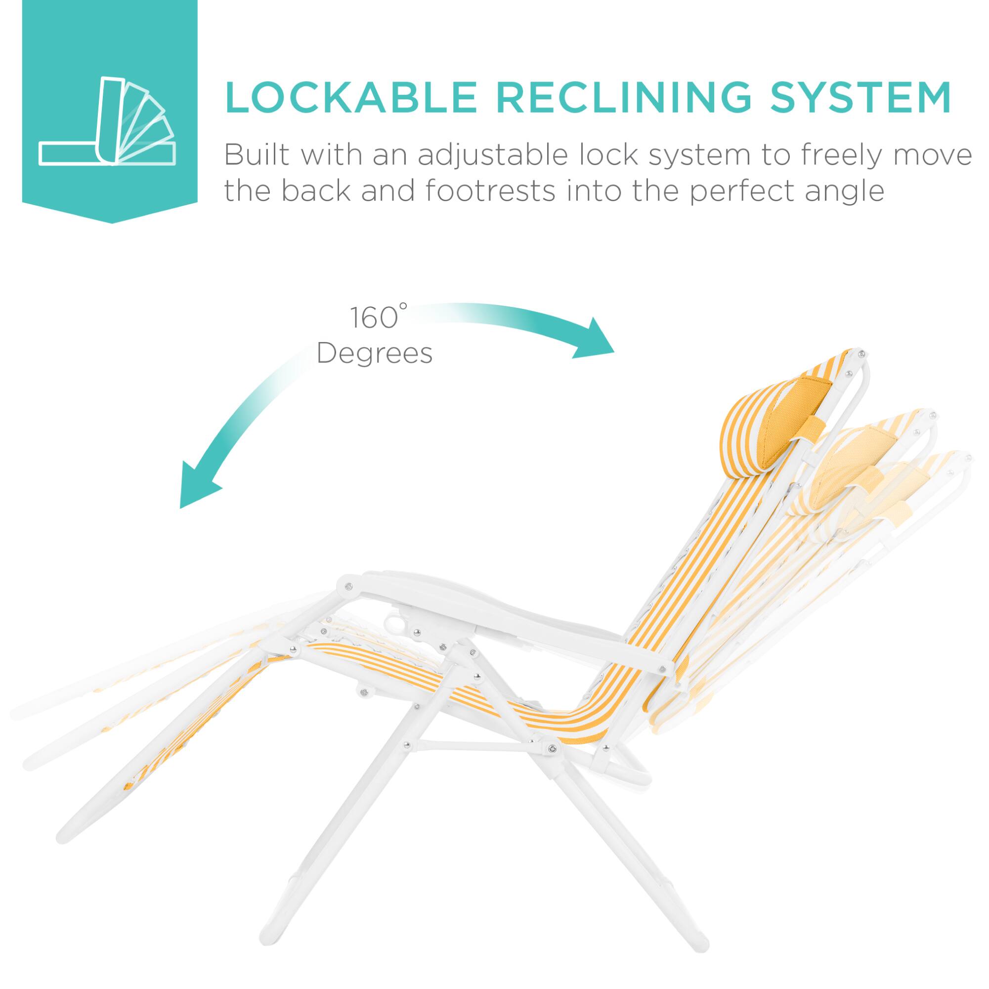LOCKABLE RECLINING SYSTEM  
Built with an adjustable lock system to freely move the back and footrests into the perfect angle  
160 Degrees