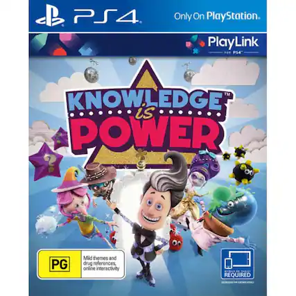 PS4 Only On PlayStation. PlayLink FOR PS4™ KNOWLEDGE is POWER™ PG Mild themes and drug references, online interactivity. TABLET REQUIRED - E10+ (Everyone 10+)