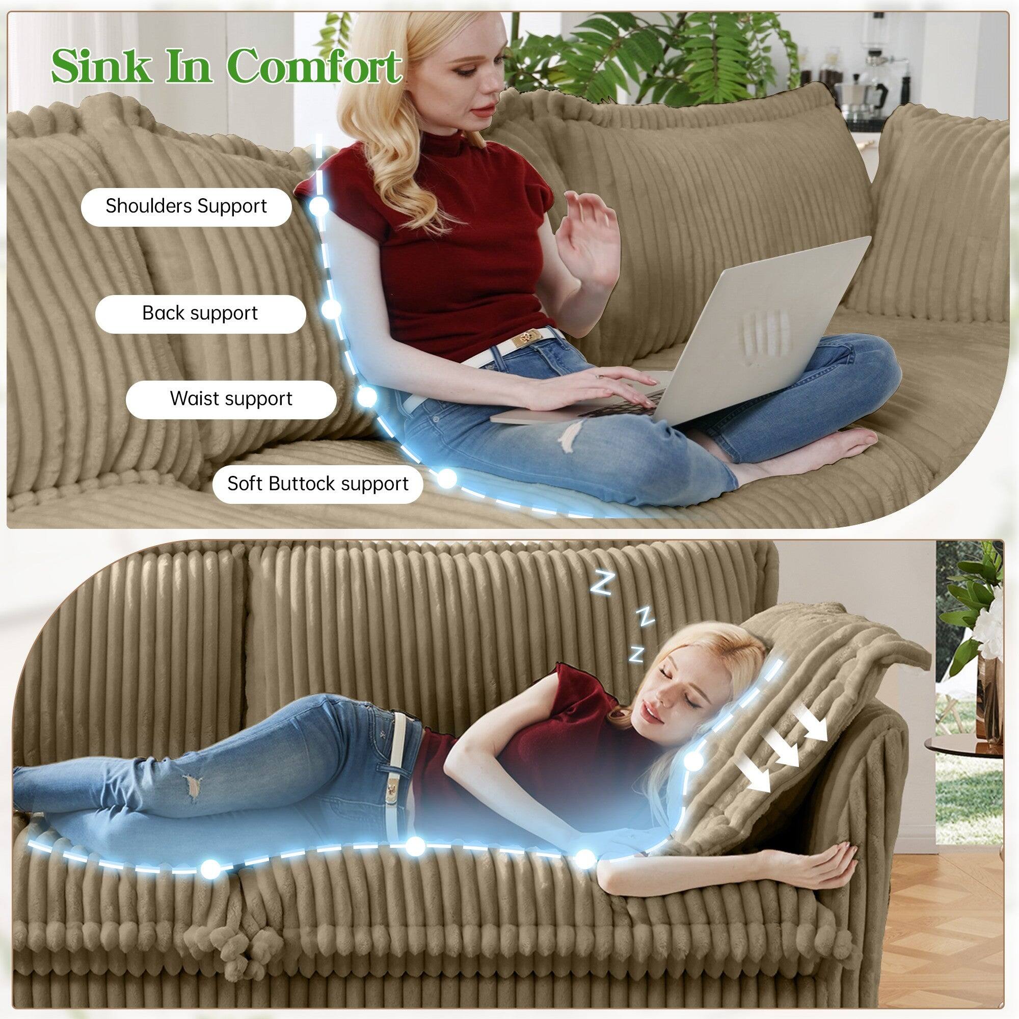 Sink In Comfort

Shoulders Support  
Back support  
Waist support  
Soft Buttock support