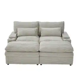 Boyel Living - 70.9 inch Free-combined Sectional Sofa with Storage Space Two Movable Ottomans Four USB Ports and Cup Holders in Gray - Gray