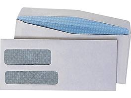 Quality Park - Gummed Security Tinted #10 Double Window Envelopes, 4 1/8" x 9 1/2", 500/Box - White