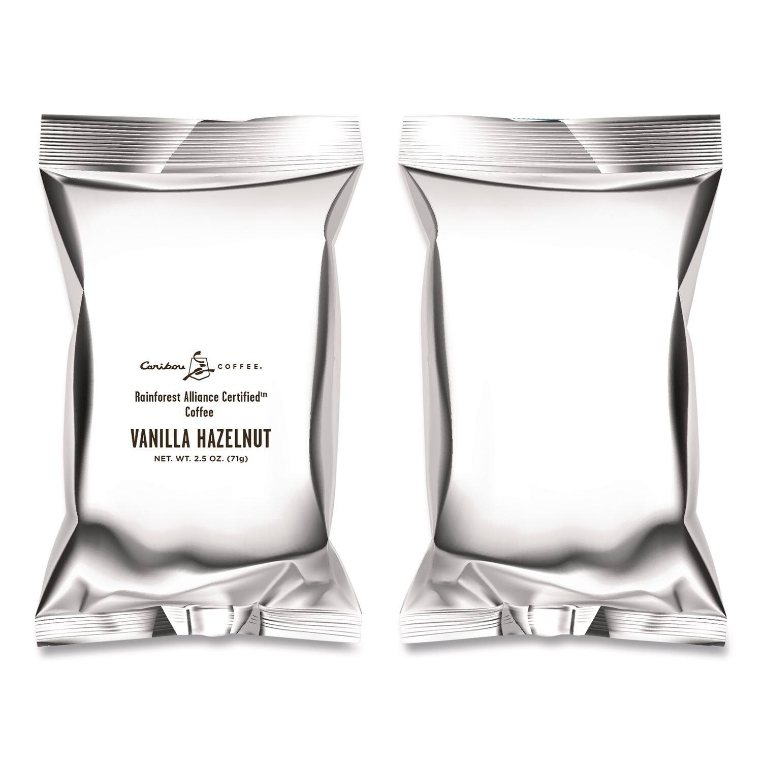 Caribou Coffee  
Rainforest Alliance Certified™ Coffee  
VANILLA HAZELNUT  
NET WT. 2.5 OZ. (71g)