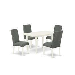 East West Furniture - Dining Table- Dining Chairs - Brown