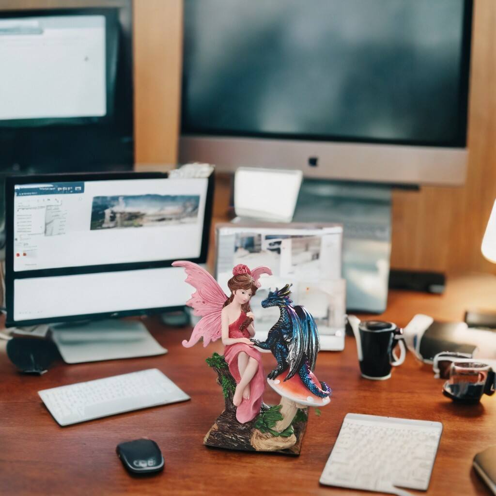 Front. FC Design - FC Design 8.25"H Fairy with Dragon on Mushroom Figurine Statue Office Desk Tabletop Medieval Gaming Home Decor Gift - Multi-Color.