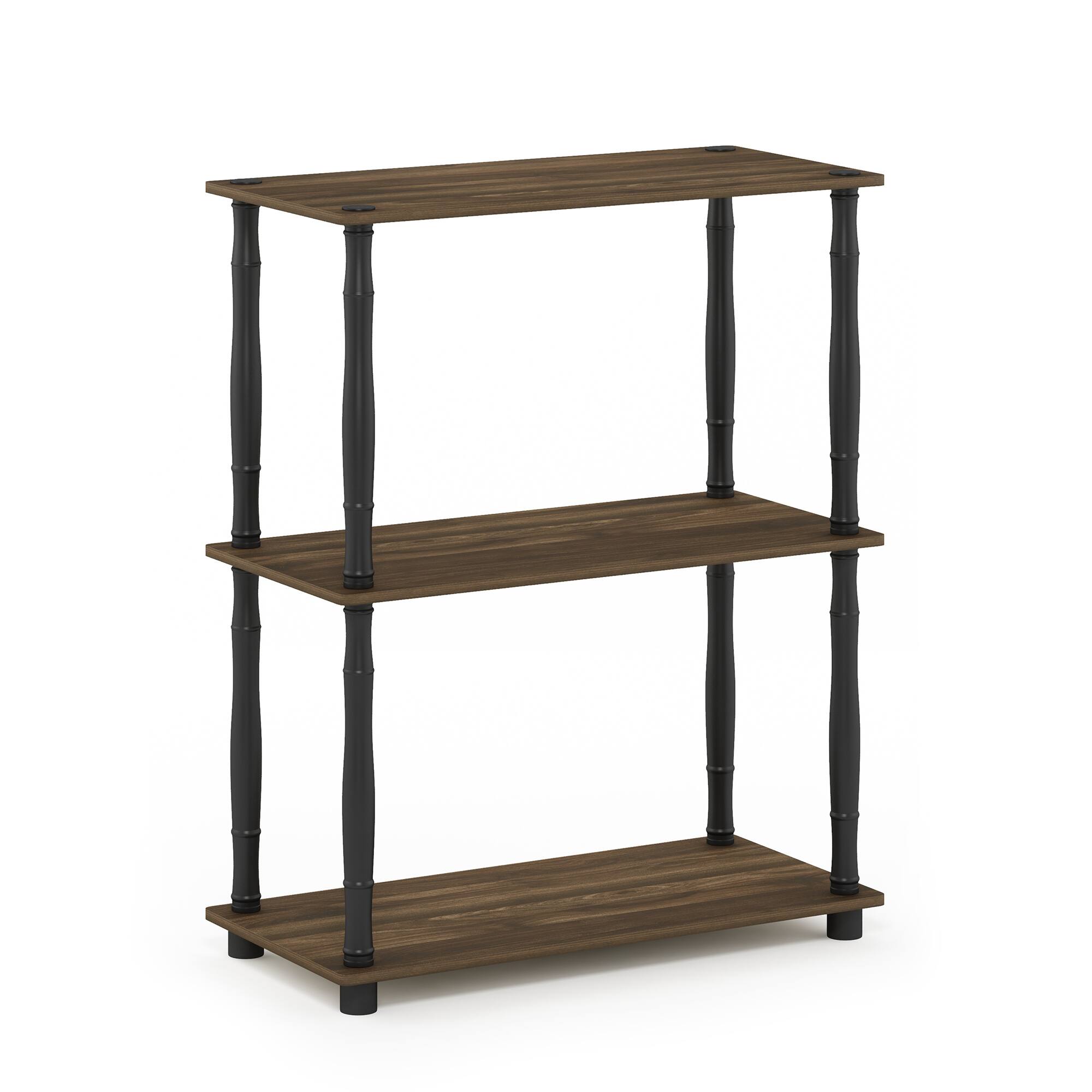 Alt View 4. HOMLUX - 3-Tier 29.5" Corner Shelf Open Shelves for Display for Living Room and Office Organization Columbia Walnut - Columbia Walnut & Black.