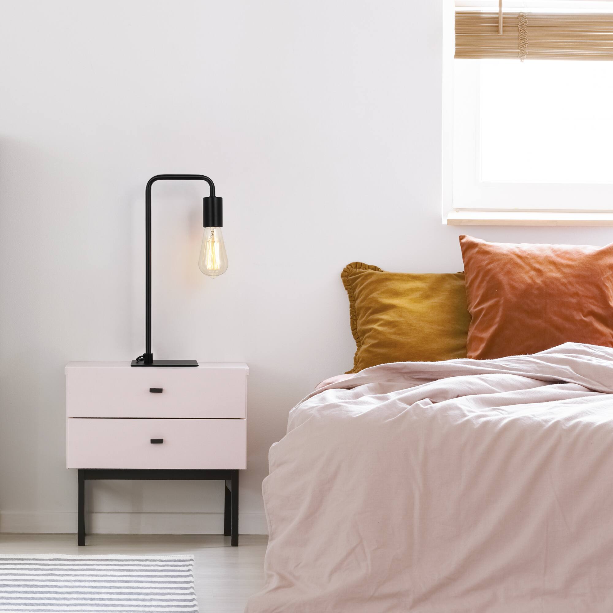 Alt View 2. Oumilen - Modern Table Lamp - Industrial Bedside Nightstand Lamp for Bedroom.