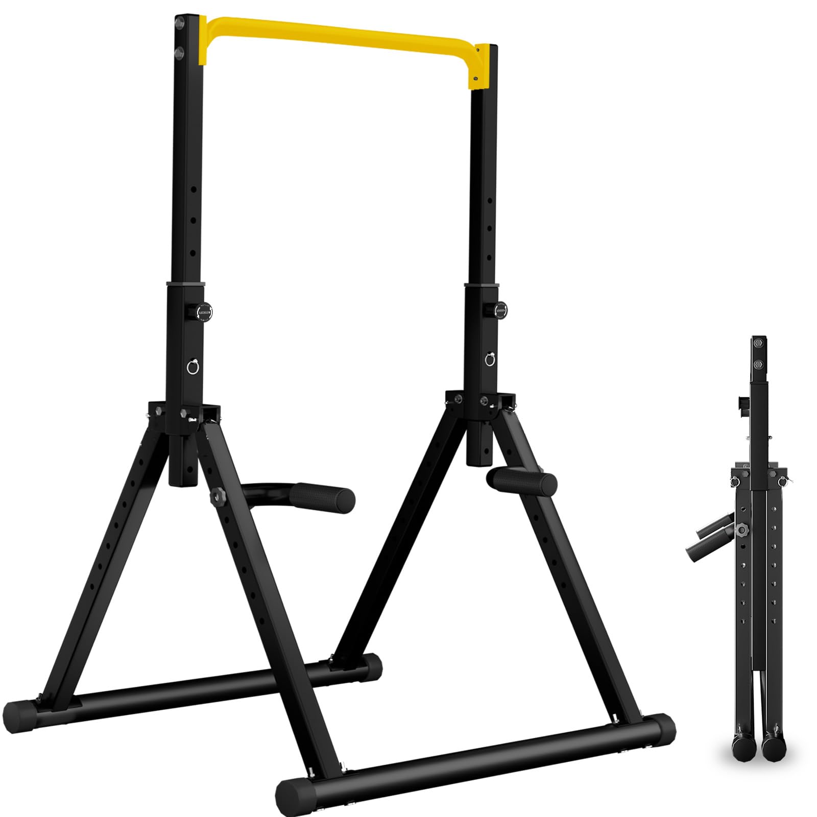 Front. ThinkLink Electronic - Foldable Power Tower Pull Up Bar Dip Station Adjustable Multifunction Workout Gym Strength Equipment For Home - Black Style 4-Yellow Bar.