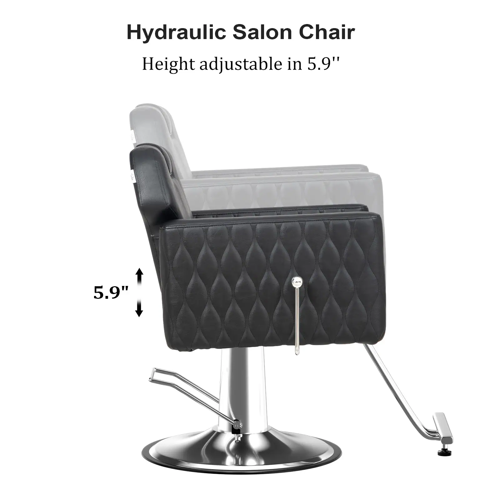 Hydraulic Salon Chair  
Height adjustable in 5.9"