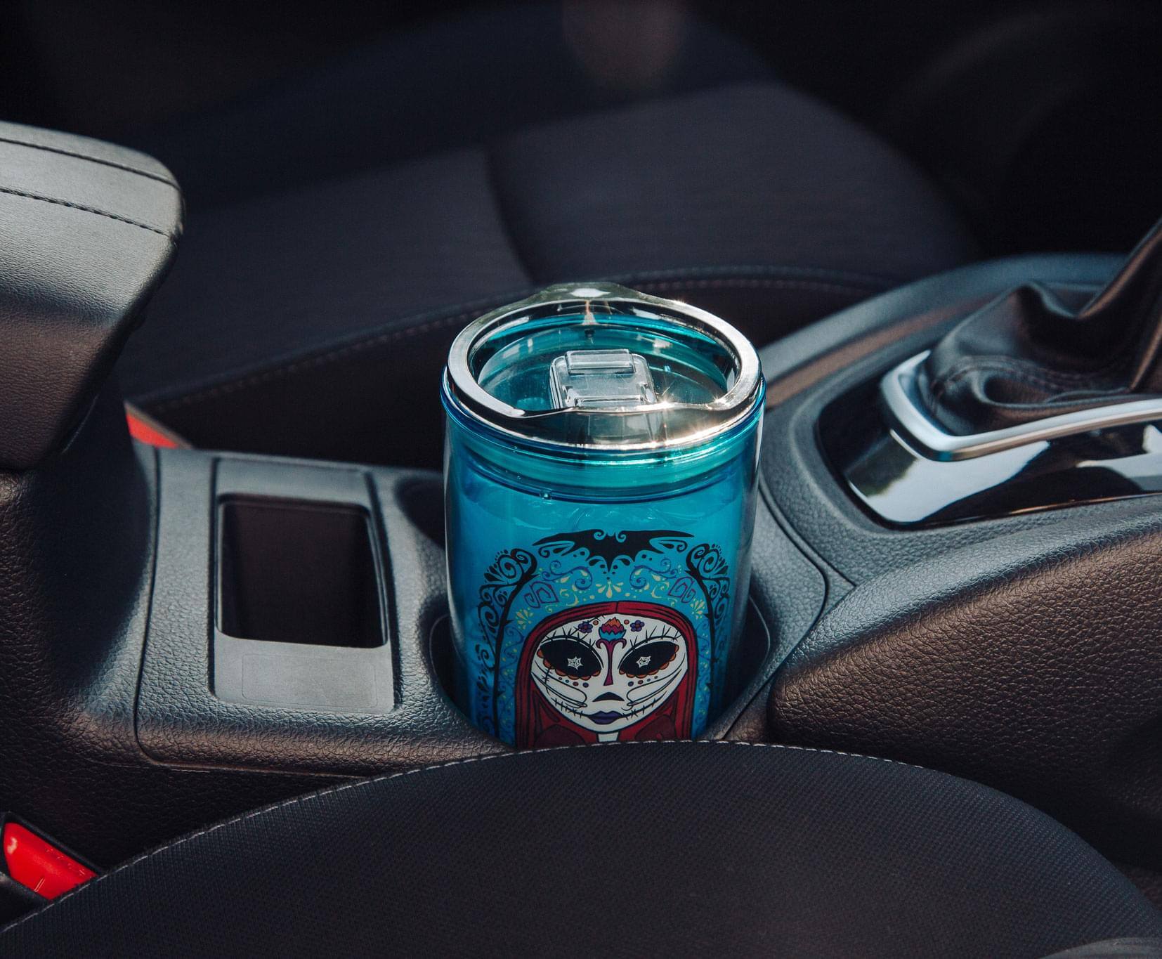 Alt View 4. Disney - Disney Nightmare Before Christmas Sugar Skulls Plastic Travel Tumbler with Lid - Blue.