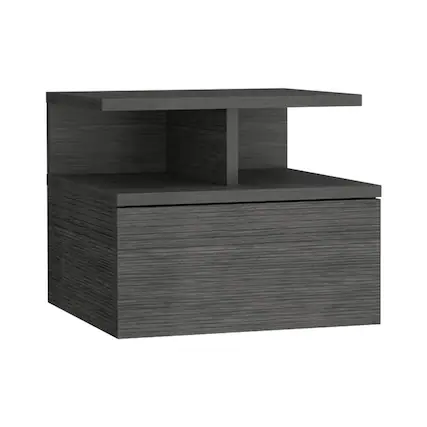 Front. TuHome - Adele Floating Nightstand Smokey Oak MDF - Brown.