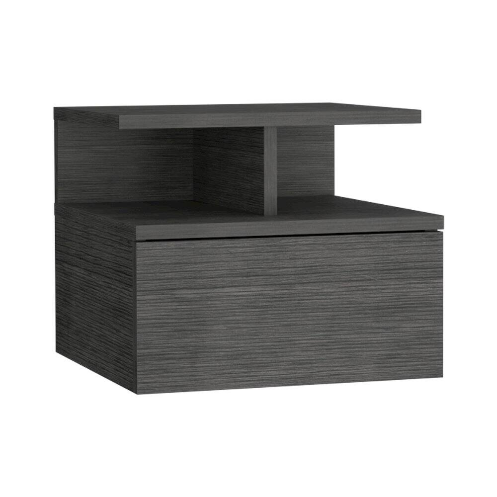 Front. TuHome - Adele Floating Nightstand Smokey Oak MDF - Brown.