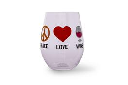 Toynk - "Peace Love Wine" Oversized Stemless Wine Glass | Holds 20 Ounces - Clear
