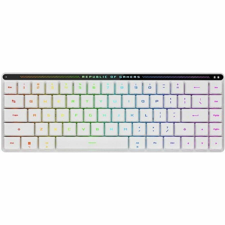 REPUBLIC OF GAMERS

Esc 1 2 3 4 5 6 7 8 9 0 - = Del

Caps Q W E R T Y U I O P [ ] \

A S D F G H J K L ; '

Z X C V B N M , . / 

Ctrl Fn Alt Spacebar Alt Fn Ctrl

PgUp PgDn