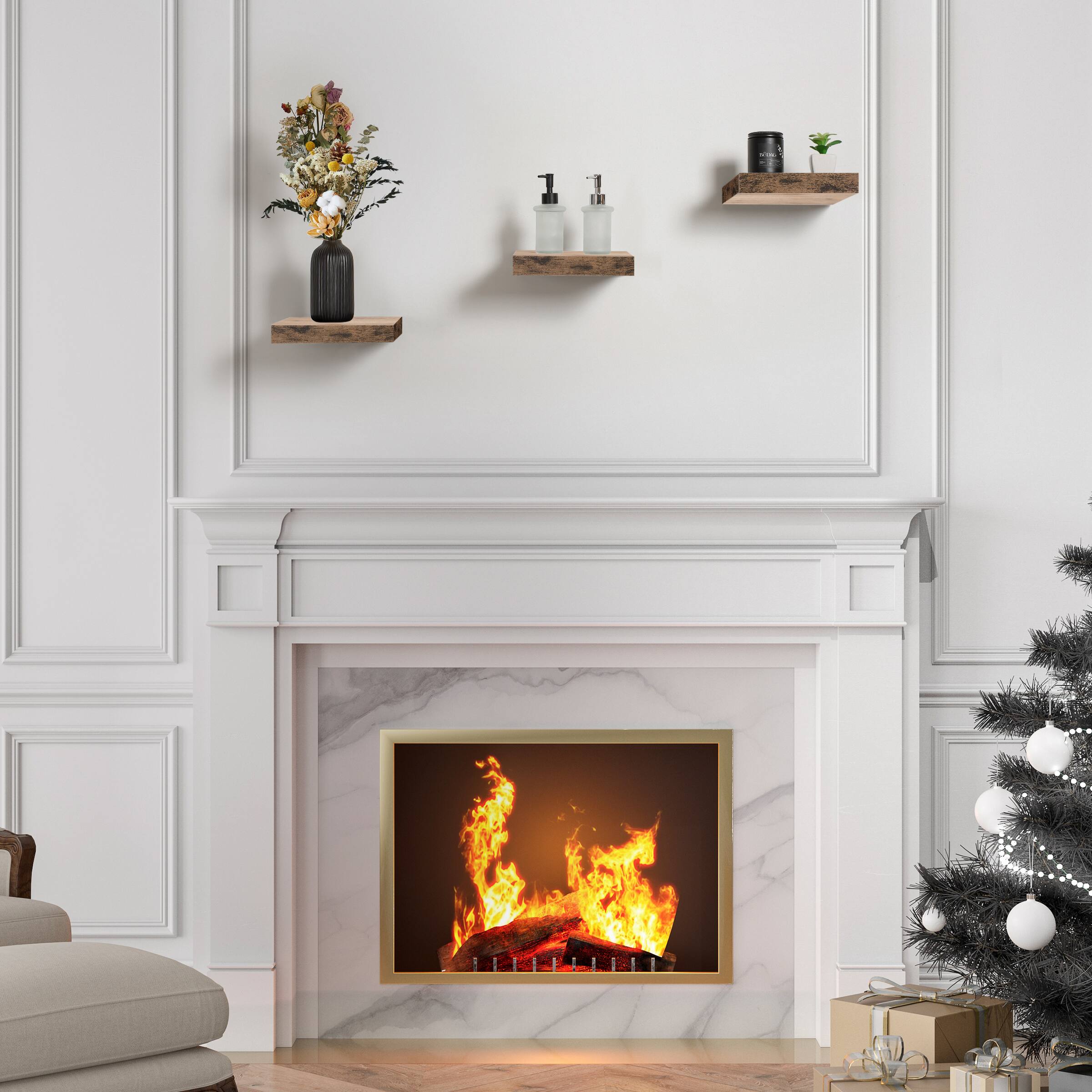 Alt View 4. Sorbus - Set of 3 (9") Sorbus Square Floating Shelves with Mounting Brackets - Living Room, Bedroom, Bathroom, Home & Kitchen - Mahogany.