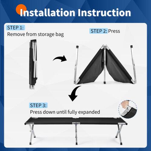 Installation Instruction

STEP 1: Remove from storage bag

STEP 2: Press

STEP 3: Press down until fully expanded
