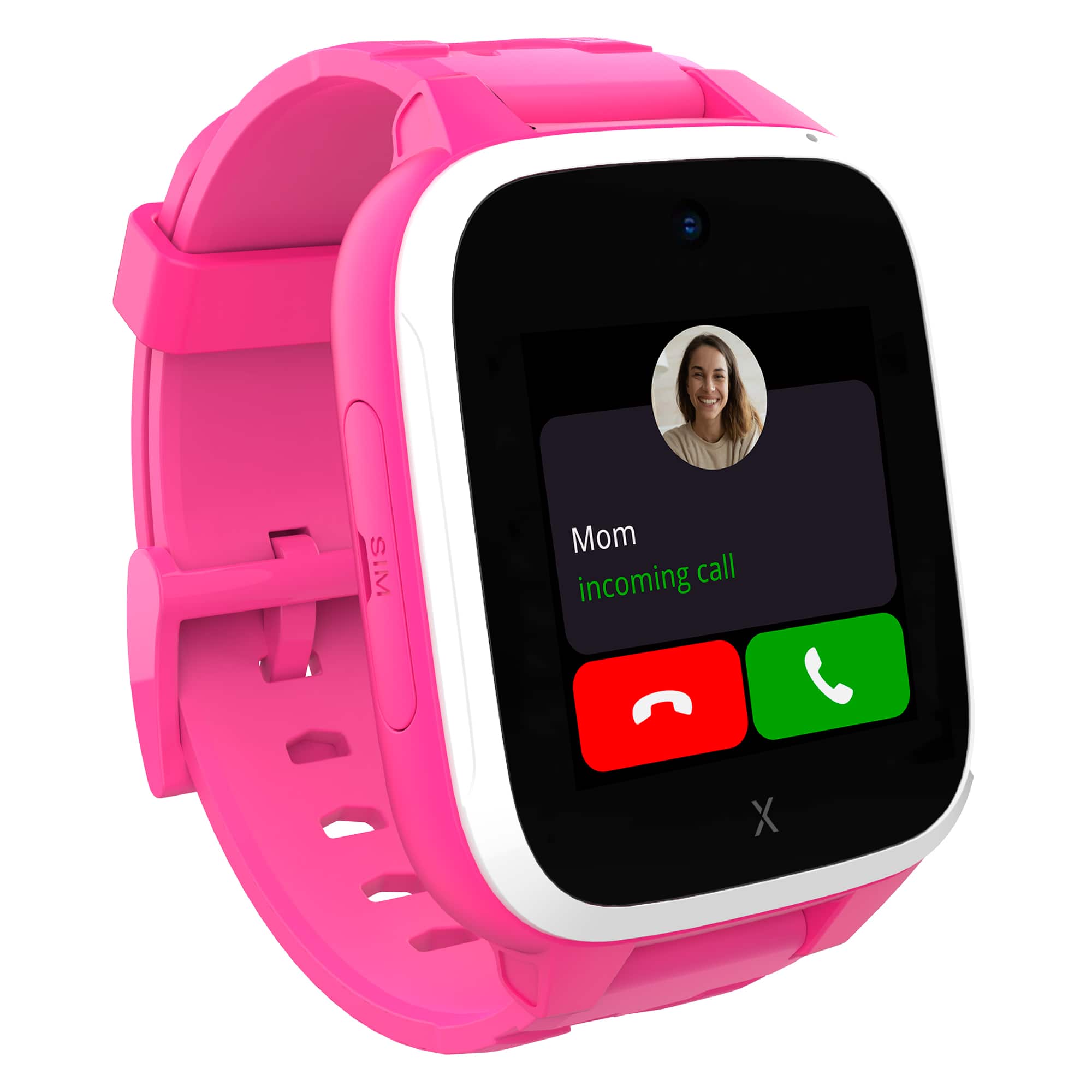 Angle. Xplora - Kids' XGO3 (GPS + Cellular) Smart Watch 42mm Calls, Messages, SOS, GPS Tracker, Camera, Step Counter, SIM Card - Pink.