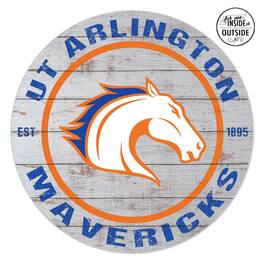 Jardine - UT Arlington Mavericks 20'' x 20'' Indoor/Outdoor Weathered Circle Sign - White