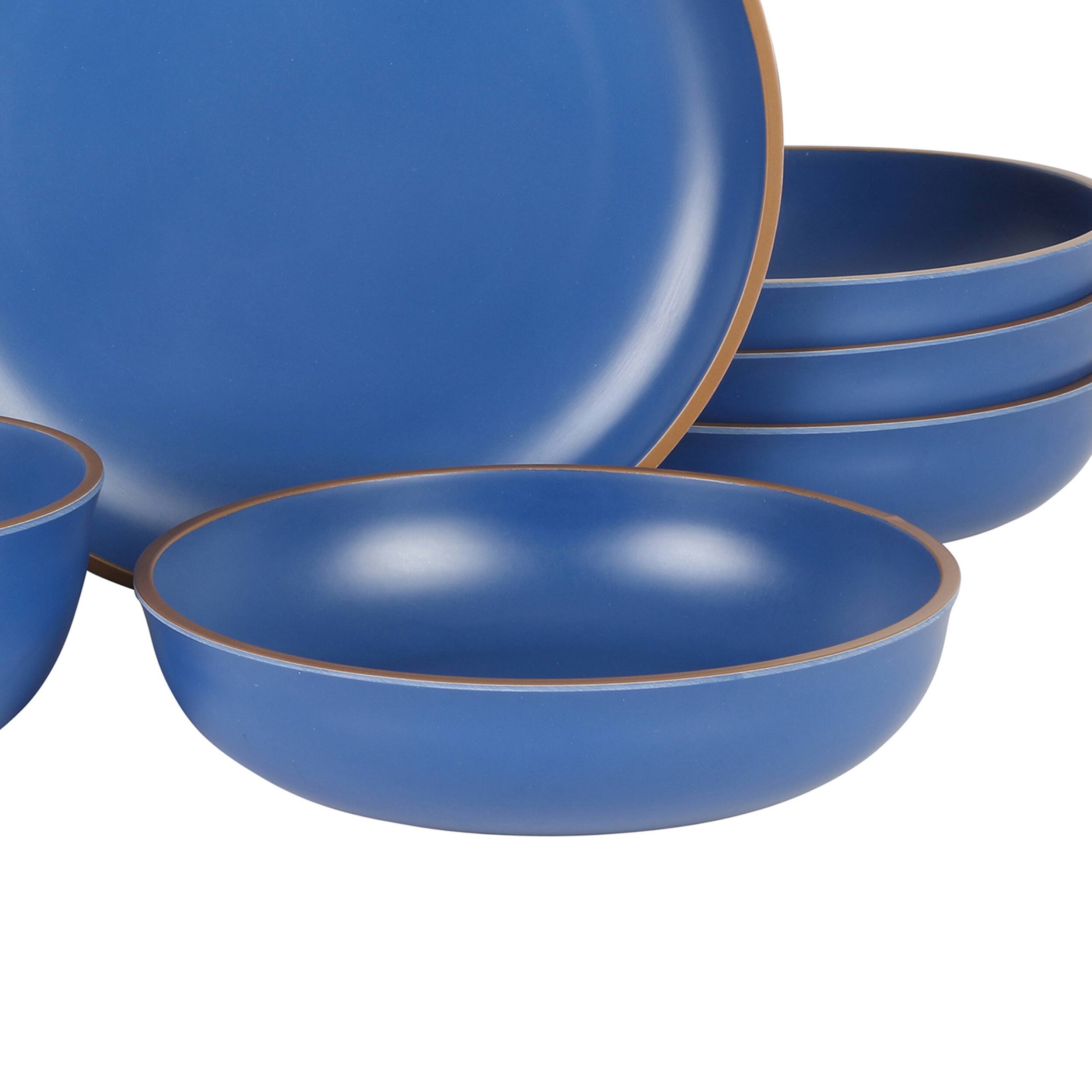 Alt View 4. Gibson - Gibson Home Rockabye 12 Piece Double Bowl Malemine Dinnerware Set in Blue - Blue.