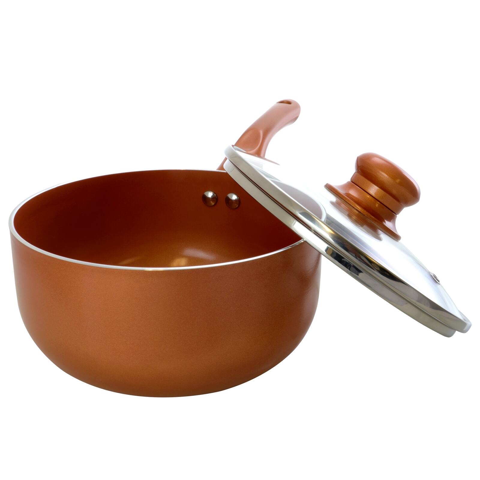 Alt View 4. Better Chef - Better Chef 2 Qt. Copper Colored Ceramic Coated Saucepan with glass lid - Copper.