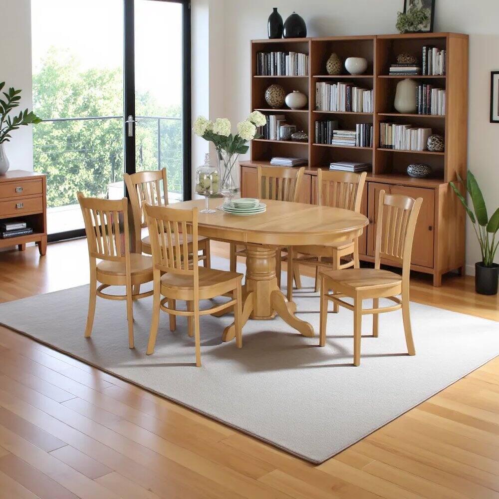 Alt View 1. FurniFact - Elegant Wooden Dining Room Table Set for 4 – Kitchen Table and Chairs - Oak.