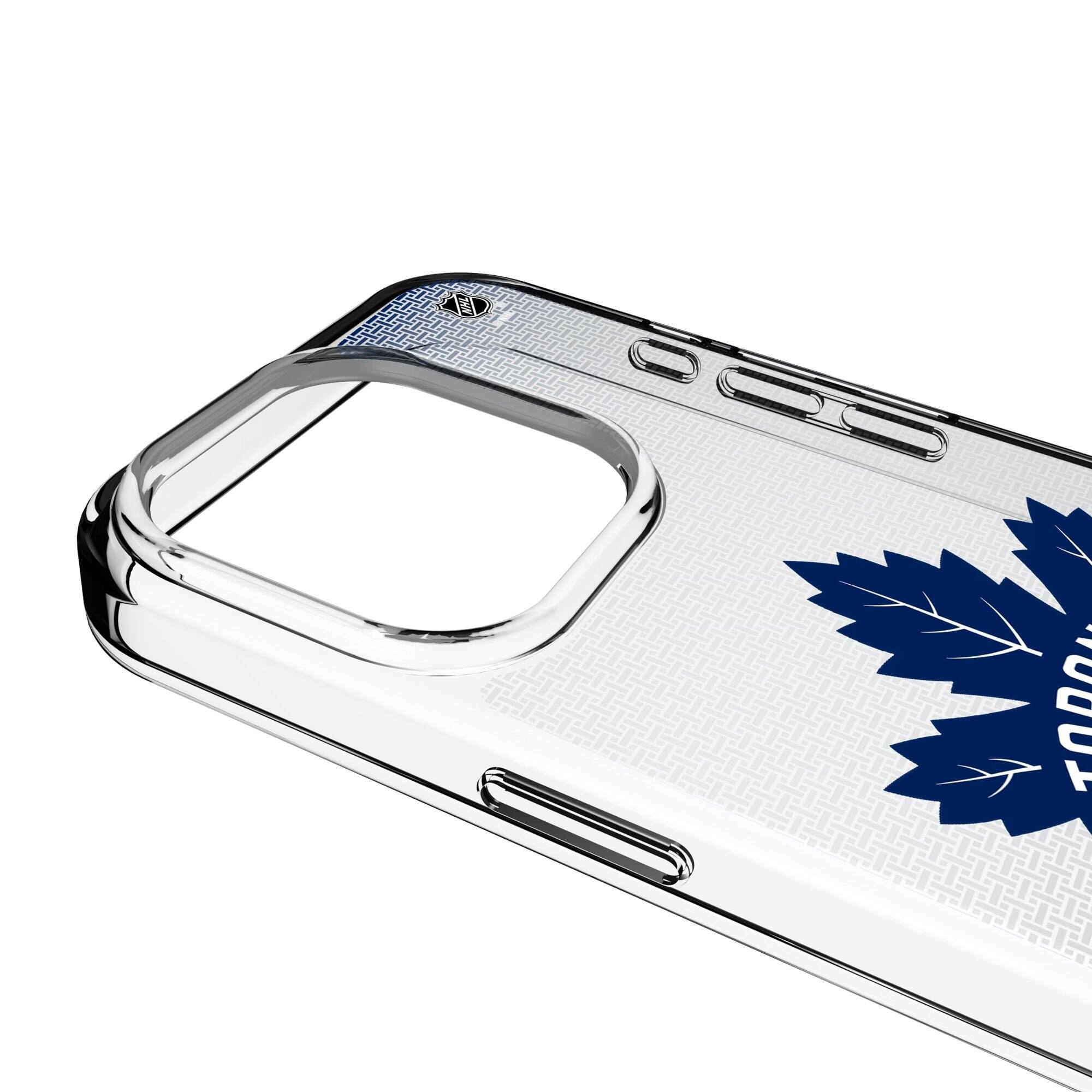 Alt View 2. Keyscaper - Toronto Maple Leafs Linen Logo iPhone Clear Case - 13 Pro Max - Multicolor.
