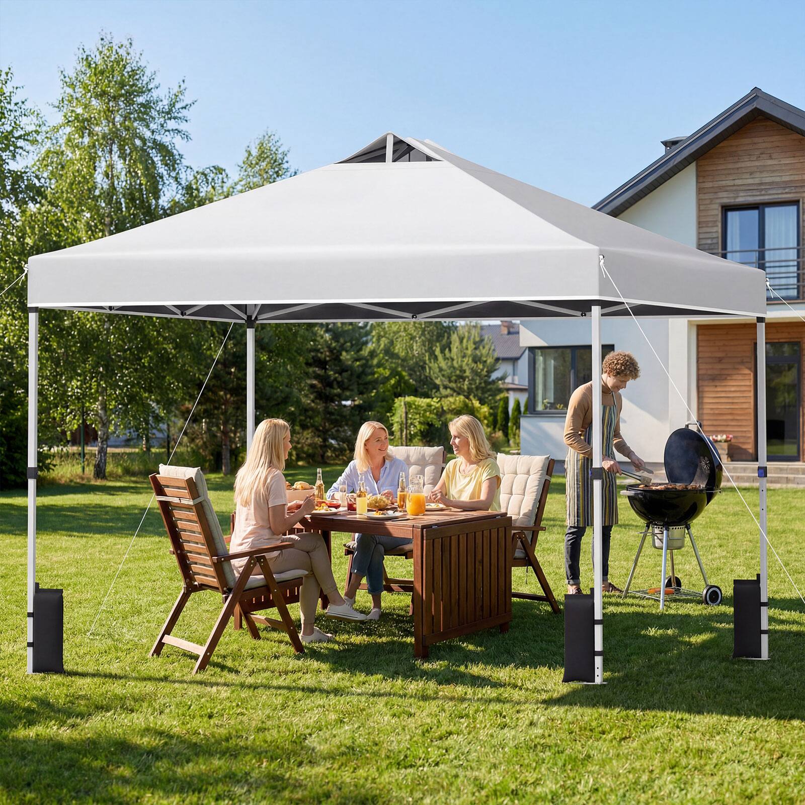 Alt View 1. Gymax - Gymax 10x10 FT Pop up Canopy Tent Wheeled Carry Bag 4 Canopy Sand Bag White - White.