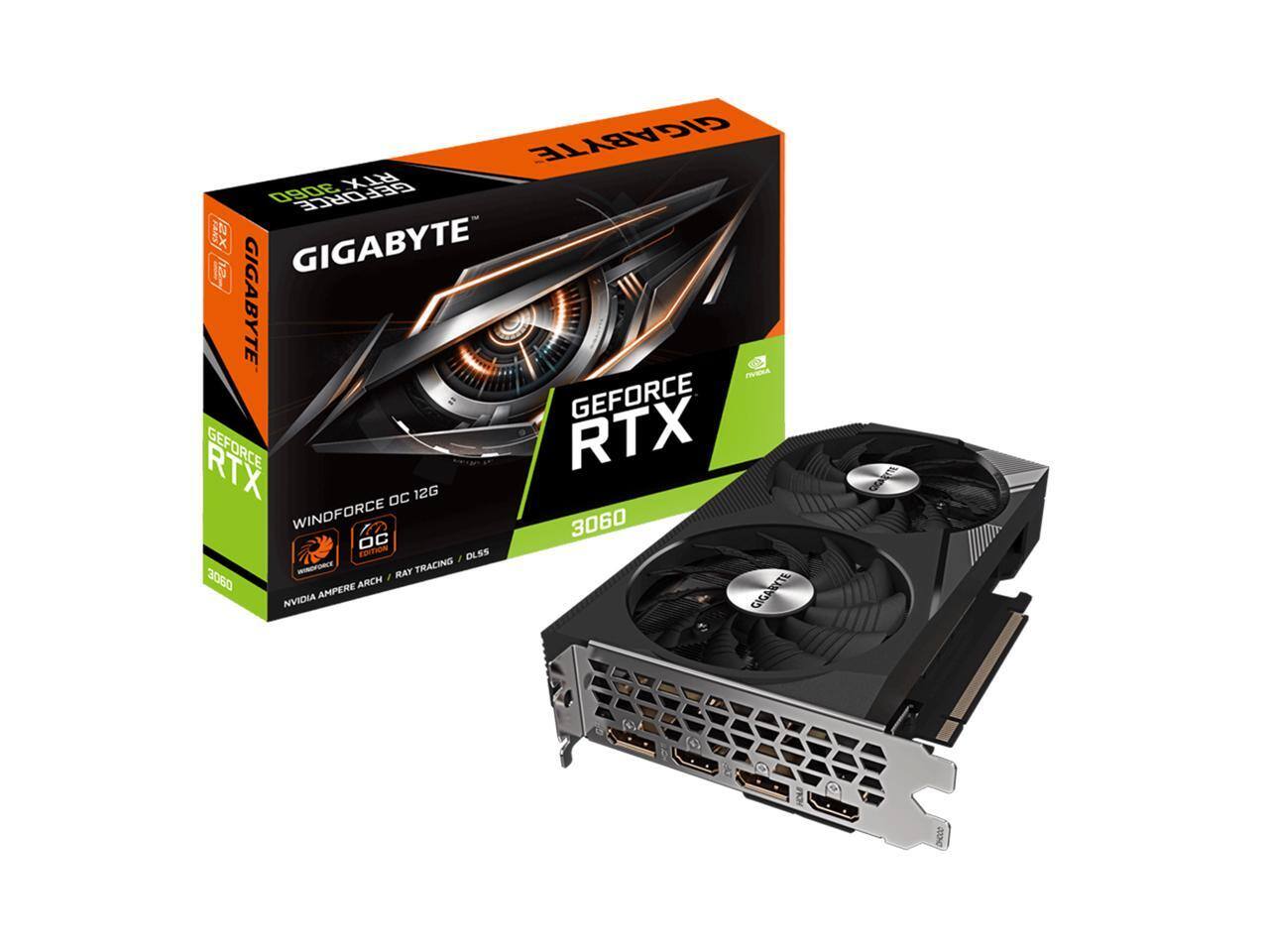 GIGABYTE GEFORCE RTX 3060  
WINFORCE OC 12G  
NVIDIA AMPERE ARCH / RAY TRACING / DLSS  
GIGABYTE GEFORCE RTX 3060 OC EDITION