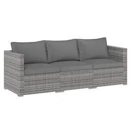 Gymax - Set of 3 Patio Sectional Sofa Set PE Rattan Modular Couch Furniture Set w/Cushions Grey - Gray