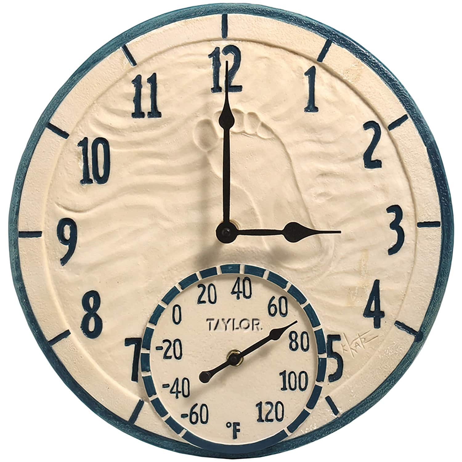"Taylor Precision Products - 14"" Poly-Resin Clock with Thermometer, By the Sea - Sand" price history on PriceWatchPro