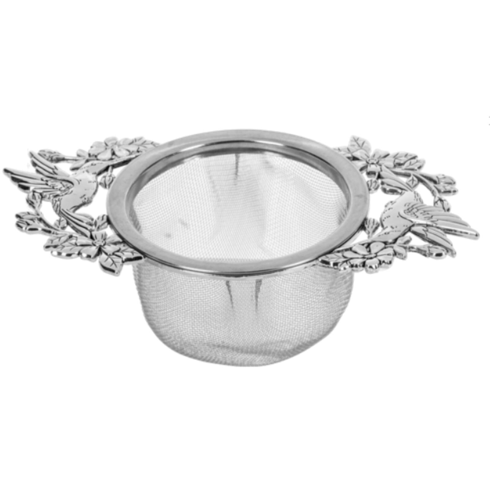 Angle. Ganz - Ganz Hummingbird Flower Zinc Herbal Drink Infuser Steeper Fine Mesh Strainer for Loose Leaf Tea 4.5 x 2.5 In.