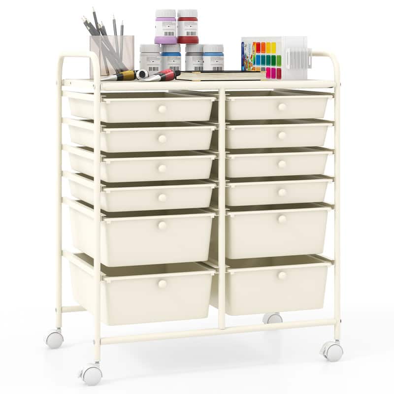 WELLFOR - 12 Drawer Rolling Storage Cart, Drawer Organizer with Wheels, Scrapbook Paper Office School Organizer - White price history on PriceWatchPro