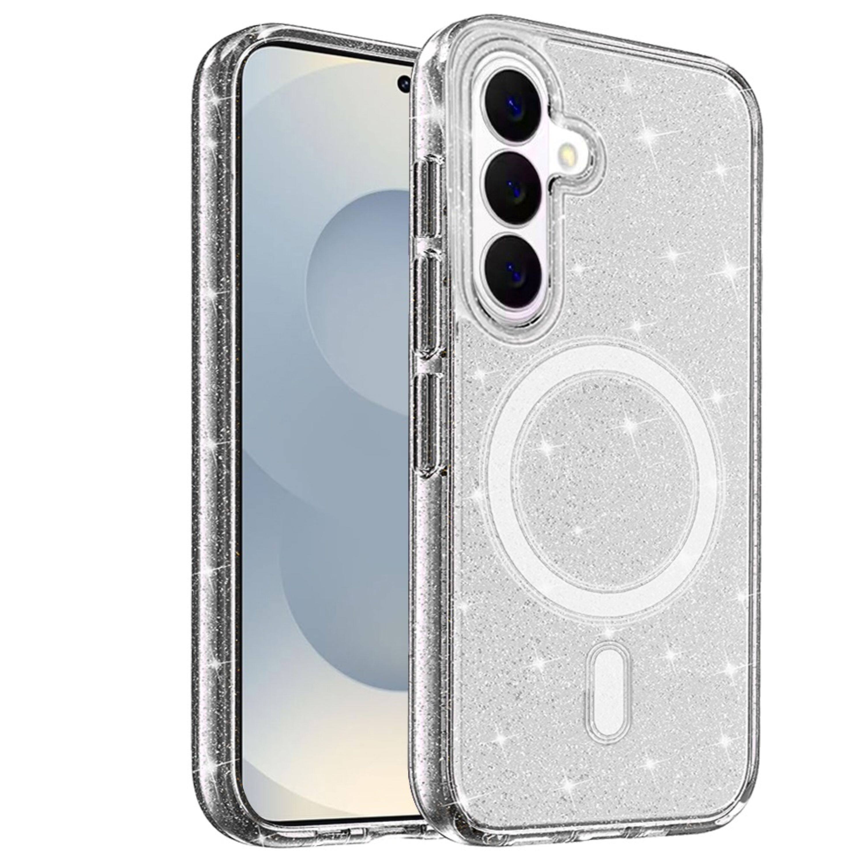 Left. Kitcheniva - Magnetic Circle Glitter Translucent Plus Tempered Glass For Samsung S26 Smoke - Smoke.