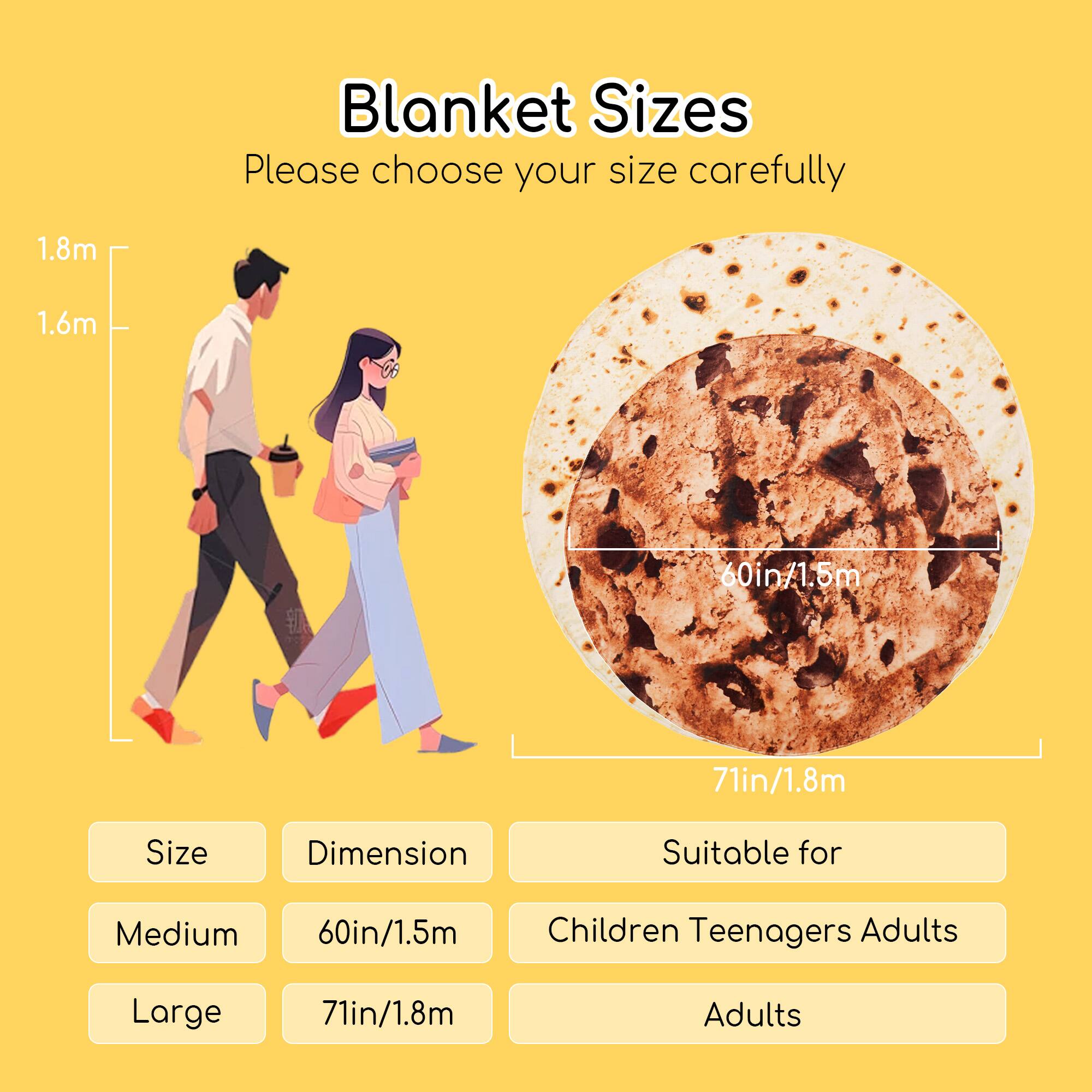 Blanket Sizes
Please choose your size carefully
1.8m
1.6m
60in/1.5m
71in/1.8m
Size
Dimension
Suitable for
Medium
Large
60in/1.5m
71in/1.8m
Children Teenagers Adults
Adults