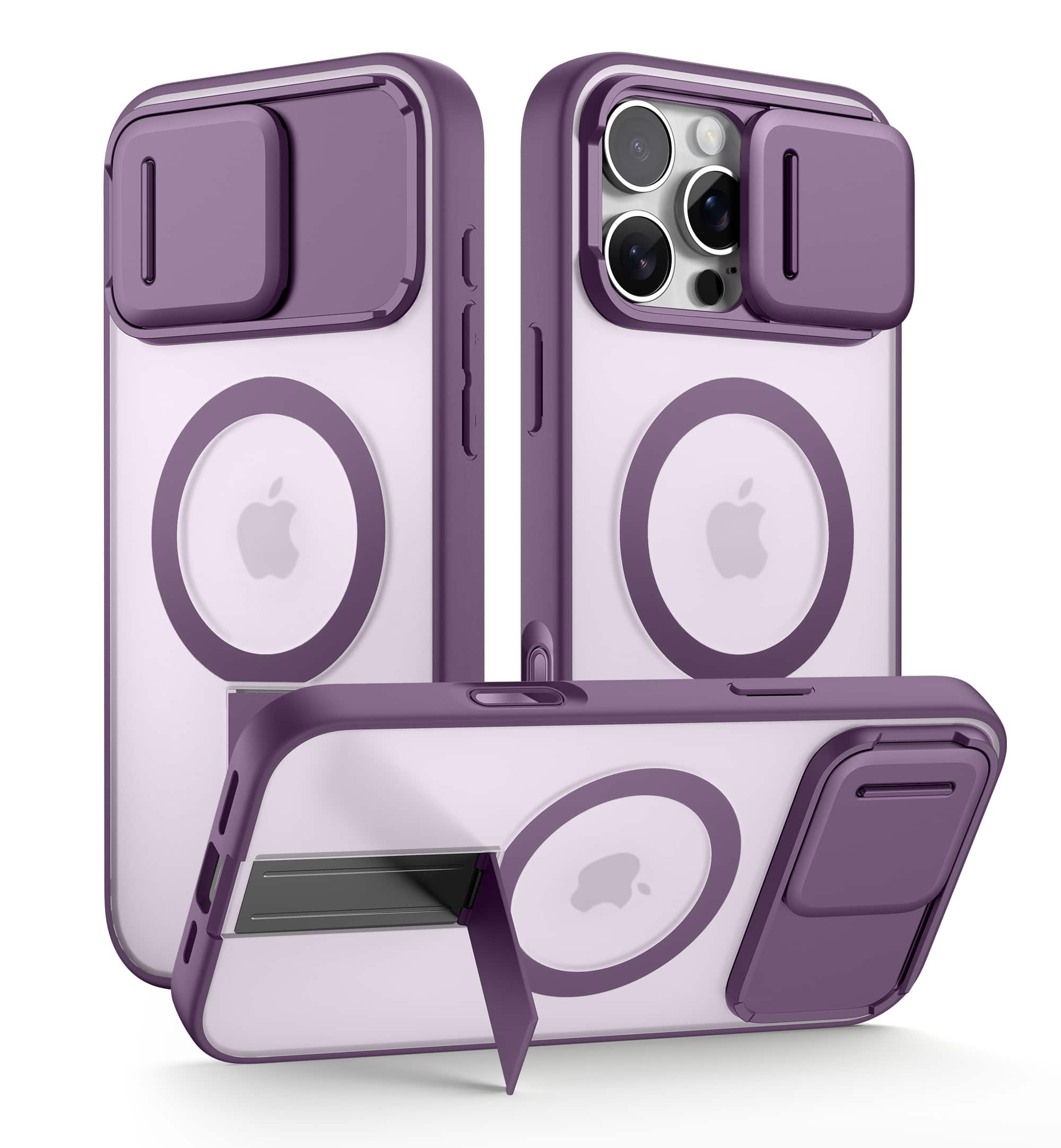 SURITCH - Rugged Case for iPhone 16 Pro Max, Compatible with MagSafe, Built-in Kickstand & Camera Cover & Translucent Back - Dark Purple price history on PriceWatchPro