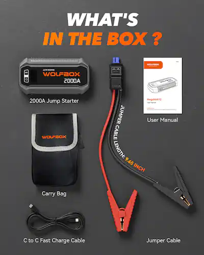 WOLFBOX 2000A Car Jump Starter, Portable Battery Booster Pack, 12V Power Bank for 7L Gas & 6L Diesel Engines MV12 - Best Buy WOLFBOX 2000A Car Jump Starter, Portable Battery Booster Pack, 12V Power Bank for 7L Gas & 6L Diesel Engines MV12 - Best Buy