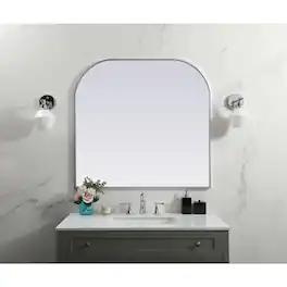 Elegant Decor - Metal Frame Arch Mirror 40x38 Inch - Silver