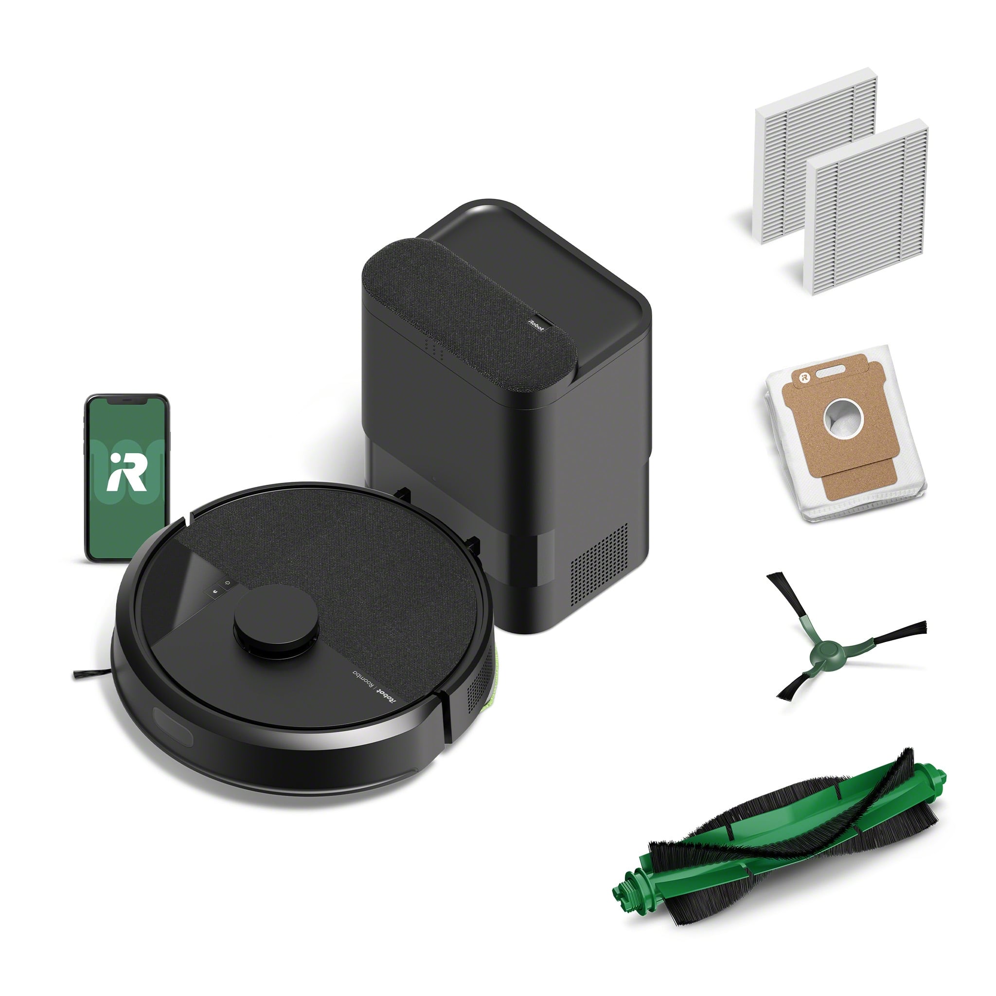 iRobot - Roomba 105 Vacuum + AutoEmpty Dock - Self-Empties 75 Days, Easy-to-Use, Intense Power-Lifting Suction, LiDAR Navigation - Black - Front_Zoom