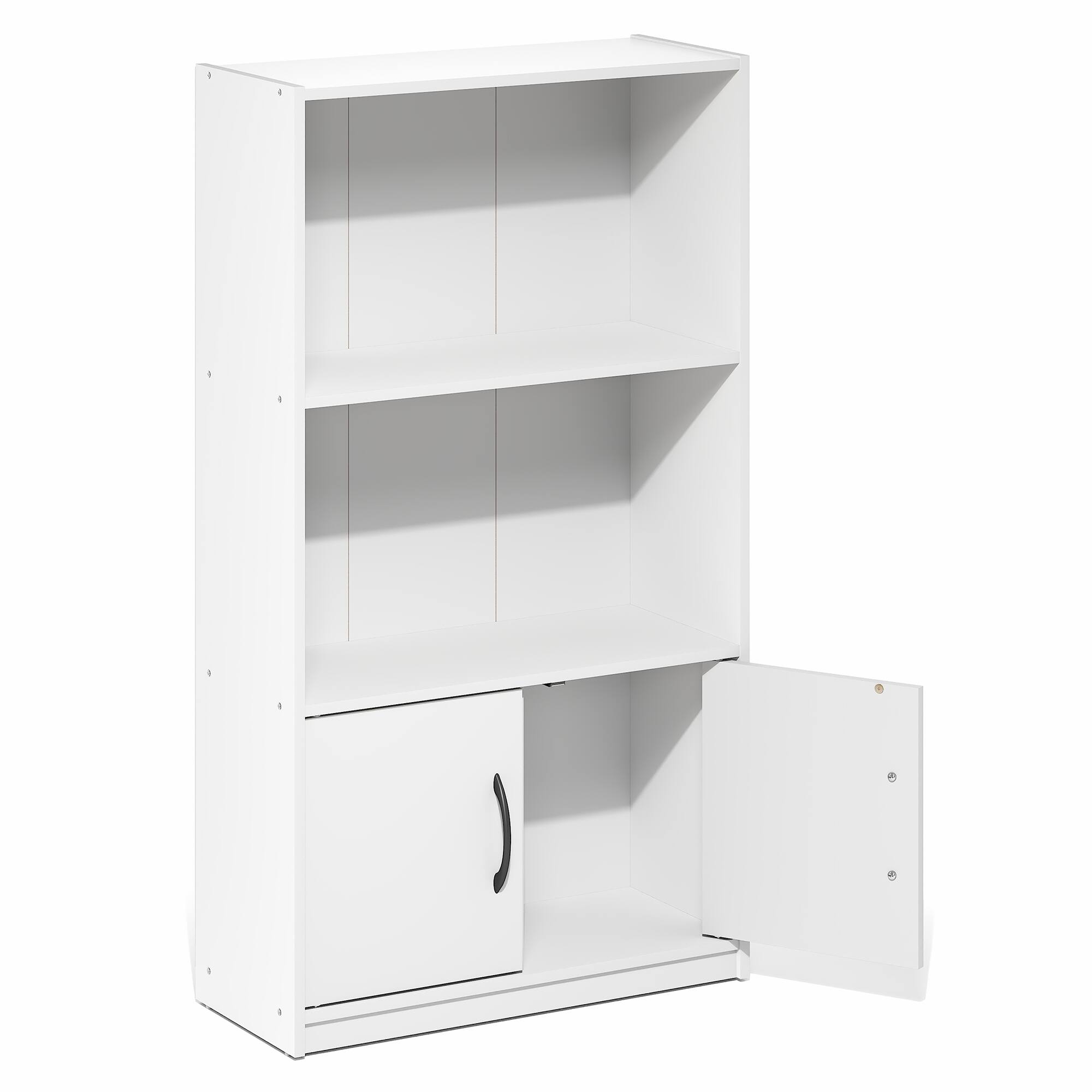 Alt View 7. Furinno - GRUEN Book Shelf, 3-Tier Bookshelf, Bookcase with Open Shelf and Doors Storage Cabinet, 9.3 x 21.8 x 39.5 - White.