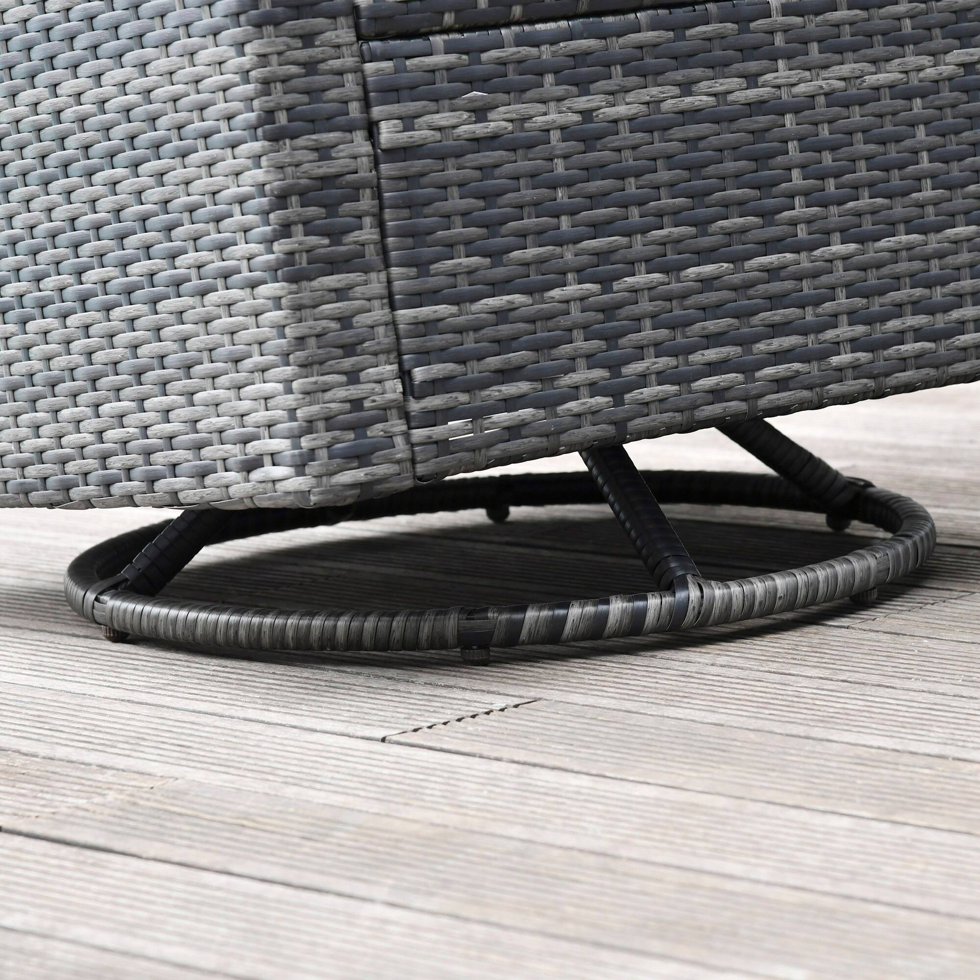 Alt View 7. Outsunny - Outdoor Swivel Rocker, PE Wicker Dining Chair, 360 Degree Swivel Patio Glider with Cushions for Backyard, Lawn, Garden - Beige.