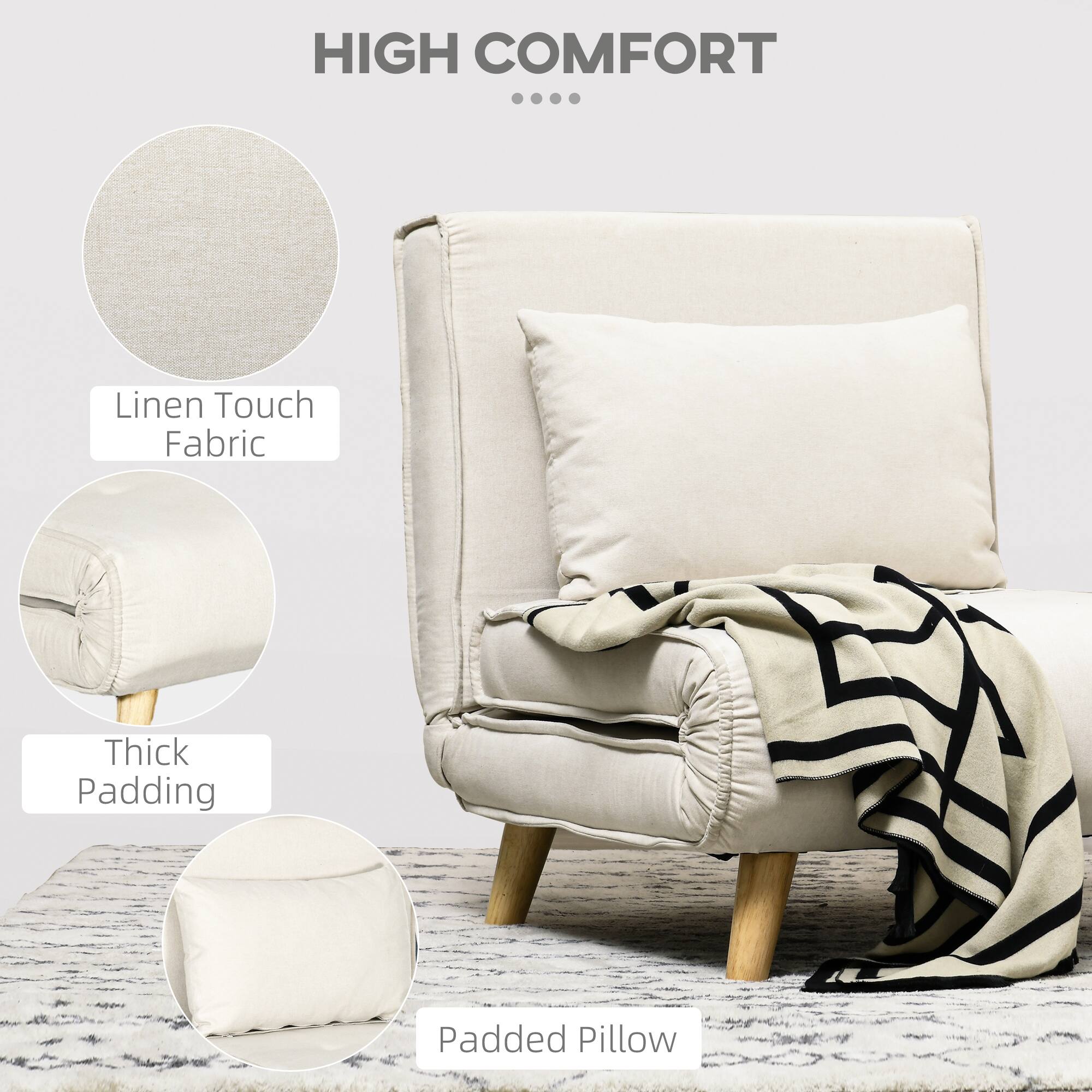 HIGH COMFORT

- Linen Touch Fabric
- Thick Padding
- Padded Pillow