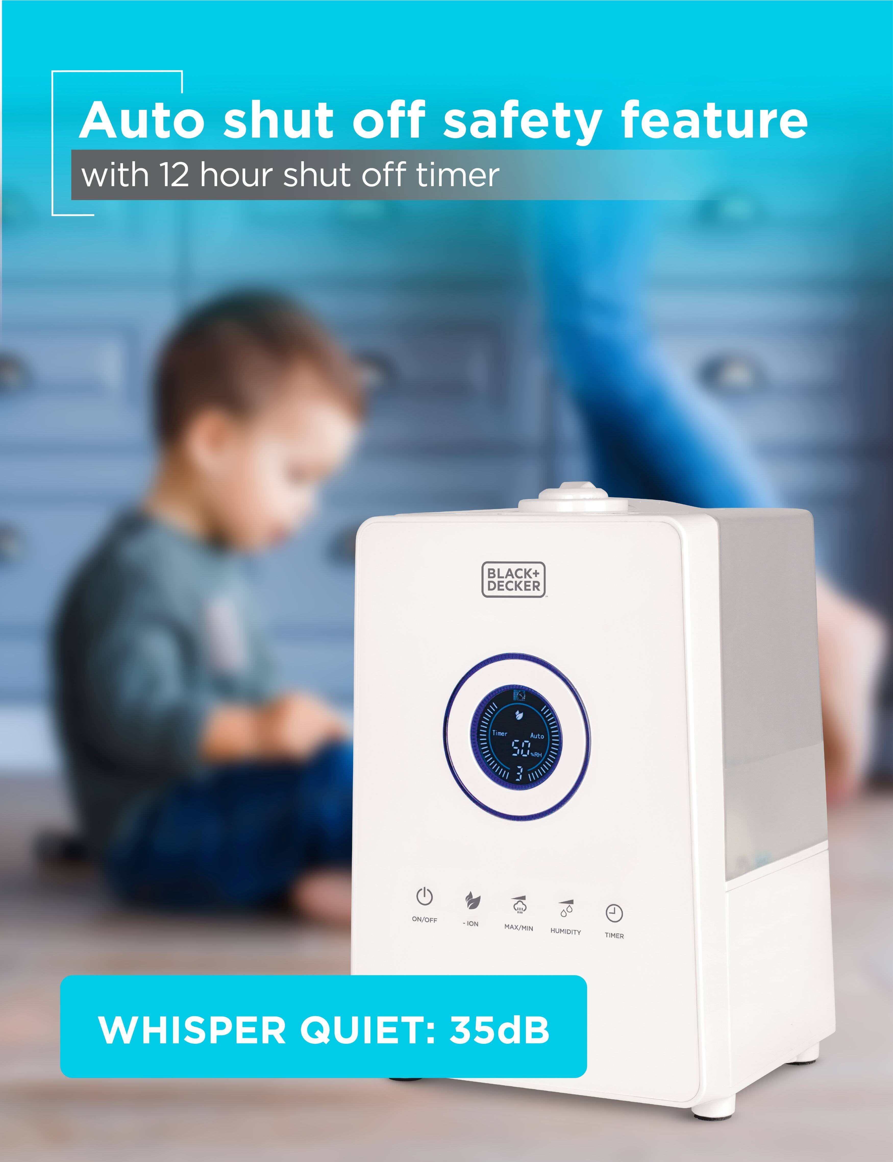 Auto shut off safety feature with 12 hour shut off timer. BLACK+DECKER 1 Toter Auto. Whisper Quiet: 35dB.