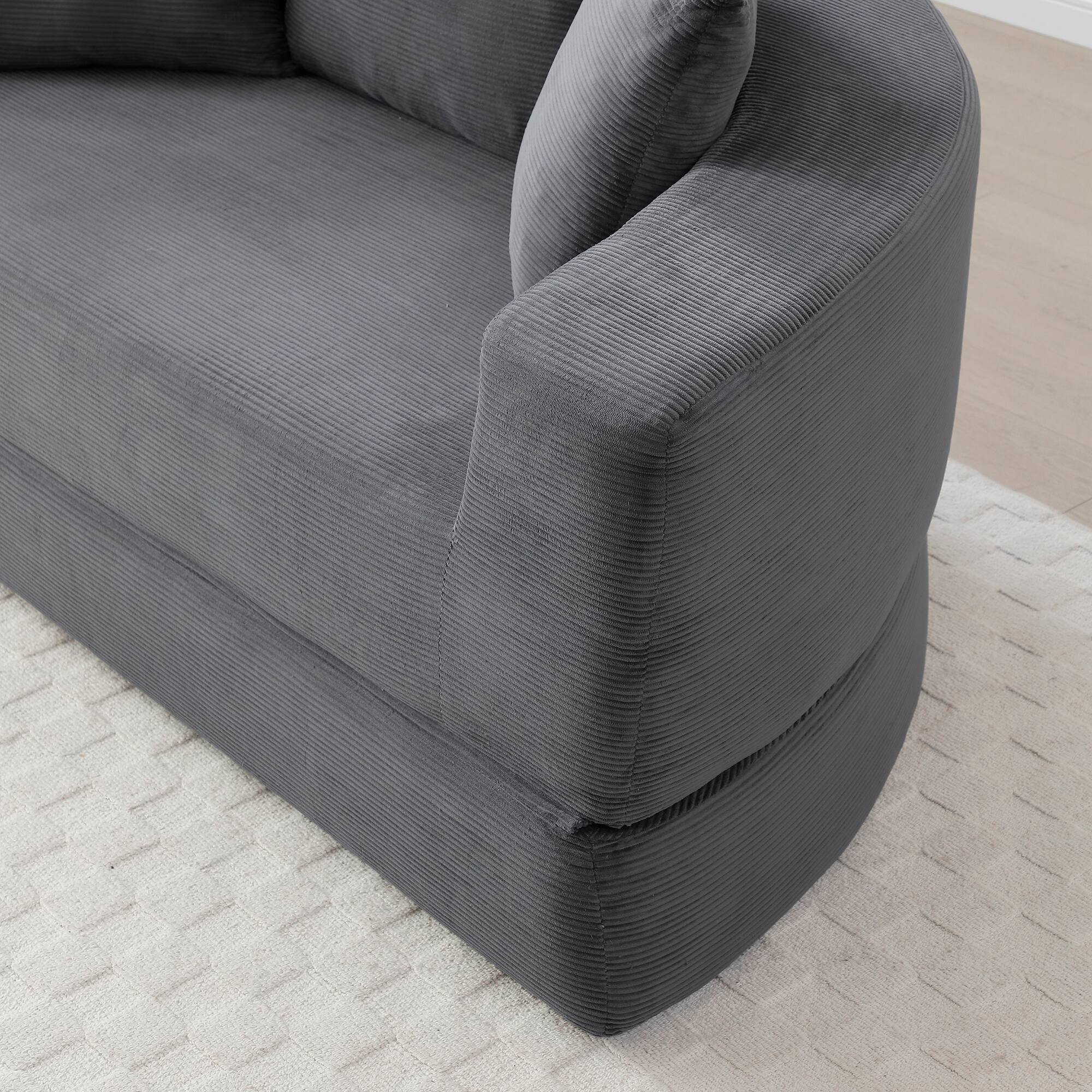 Alt View 5. Meqiodas - Convertible Sofa Couch Bed, Multi-Functional, Circular Bed, Adjustable Futon Sofa, No Assembly - Gray.