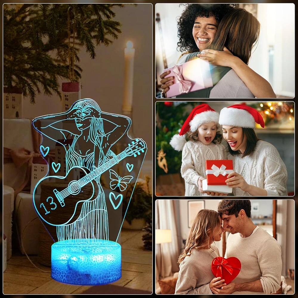 Alt View 3. Schertz - 3D Music Fan LED Night Light – 16-Color Acrylic Lamp with Remote.